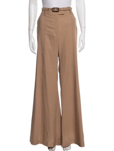 Pre-owned Zimmermann Wool Wide Leg Pants In Brown