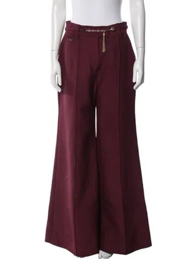 Pre-owned Zimmermann Wool Wide Leg Pants In Burgundy