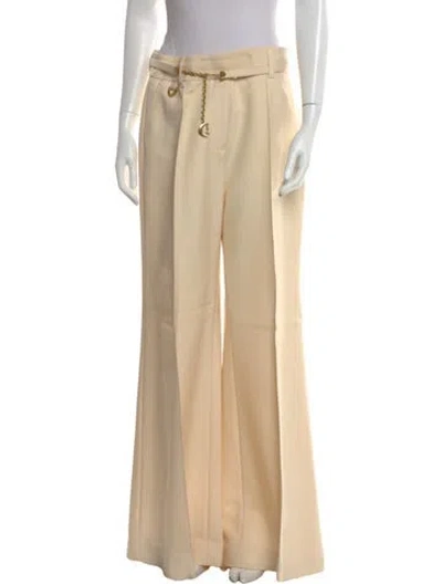 Pre-owned Zimmermann Wool Wide Leg Pants In Neutral