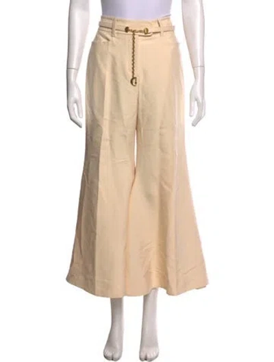 Pre-owned Zimmermann Wool Wide Leg Pants In Neutrals