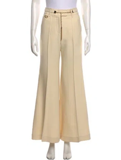Pre-owned Zimmermann Wool Wide Leg Pants In Neutrals