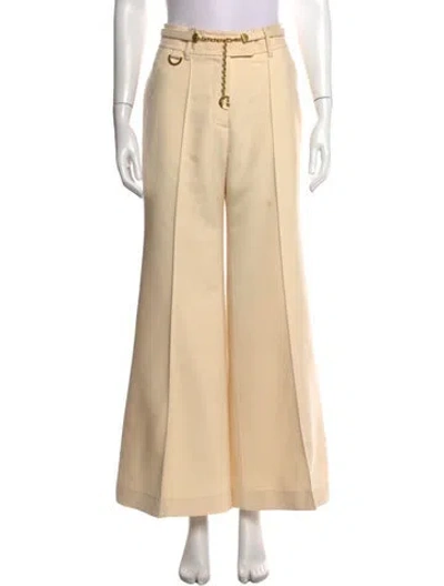 Pre-owned Zimmermann Wool Wide Leg Pants In Neutrals