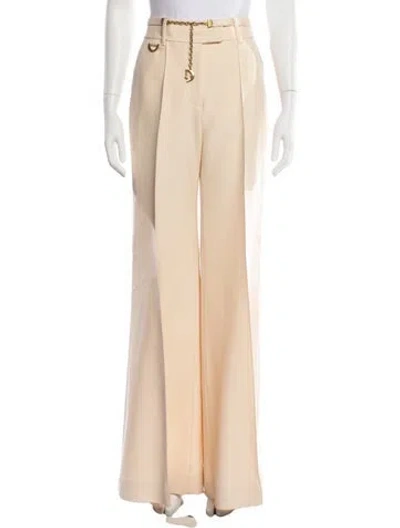 Pre-owned Zimmermann Wool Wide Leg Pants In Neutrals