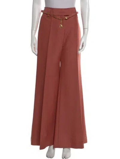 Pre-owned Zimmermann Wool Wide Leg Pants In Pink