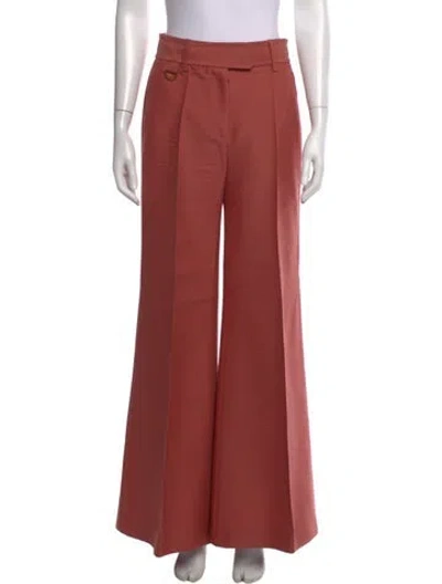 Pre-owned Zimmermann Wool Wide Leg Pants In Pink