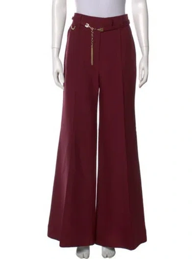 Pre-owned Zimmermann Wool Wide Leg Pants W/ Tags In Burgundy