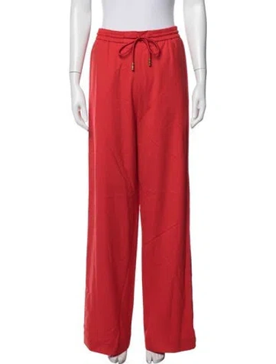 Pre-owned Zimmermann Wool Wide Leg Pants W/ Tags In Burgundy
