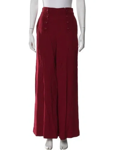 Pre-owned Zimmermann Wool Wide Leg Pants W/ Tags In Burgundy