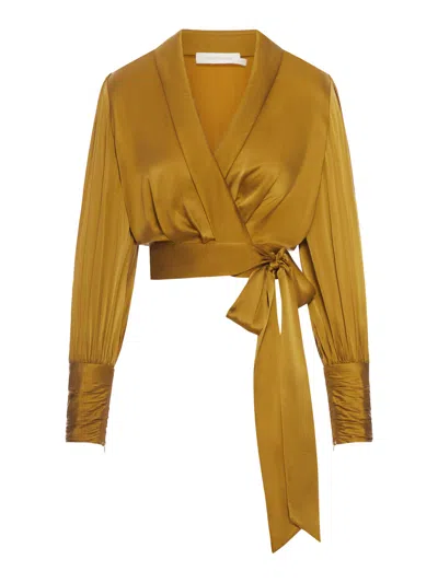 Zimmermann Wrap Blouse In Green