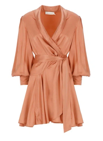 Zimmermann Wrap Dress In Neutrals