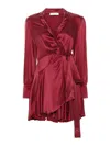 Zimmermann Womens Sand Plunge-neck Wrap-over Silk Mini Dress In Burgundy