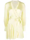 Zimmermann Silk Wrap Mini Dress In Lemon In Yellow