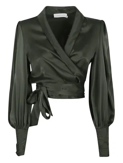 ZIMMERMANN WRAP-EFFECT PUFF-SLEEVE TOP