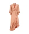Zimmermann Zimmerman Asymmetric Ruffled Midi Wrap Dress In Beige Silk In Neutral