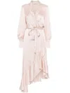 Zimmermann Wrap Midi Dress With Asymmetric Ruffles In Beige