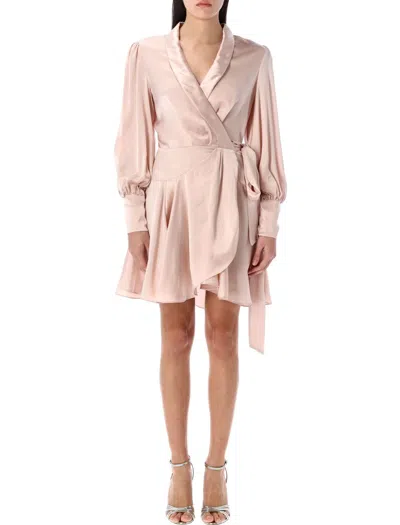 Zimmermann Wrap Mini Dress In Pink