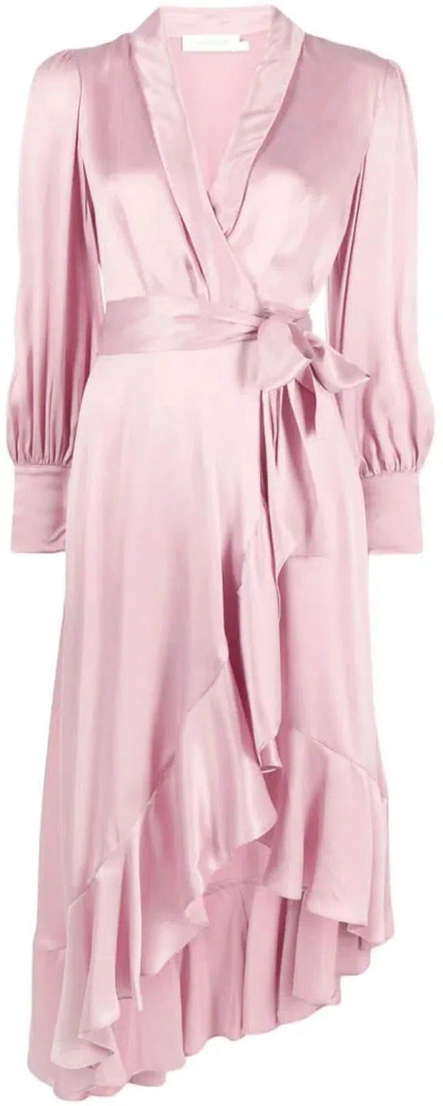 Zimmermann Wrap Short Dress In Pink