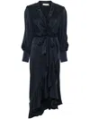 Zimmermann Long-sleeve Wrap Silk Midi Dress