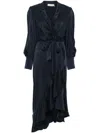 Zimmermann Wrap Silk Midi Dress In Blue