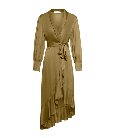 Zimmermann Silk Wrap Dress In Green