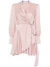 Zimmermann Silk Wrap Mini Dress In Pink