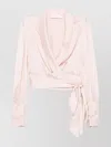 Zimmermann Long-sleeved Silk Wrap Top In Pink