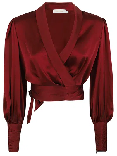 Zimmermann Silk Cropped Blouse In A In Red
