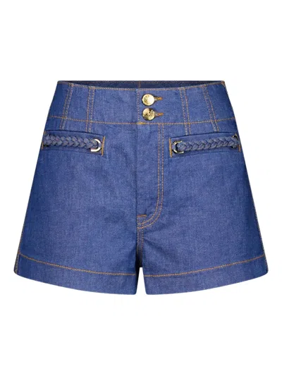 Zimmermann Blue Wylie Denim Shorts In Rwblu Railway Blue