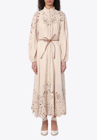 ZIMMERMANN WYLIE BRODERIE ANGLAISE MIDI DRESS