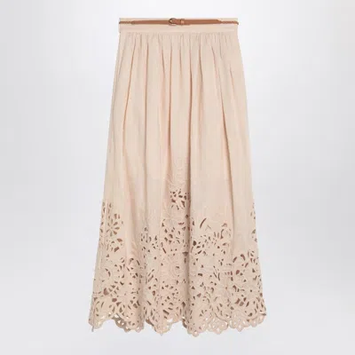 Zimmermann Wylie Cream Colored Midi Skirt In Neutral