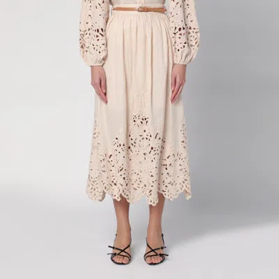 ZIMMERMANN WYLIE CREAM COLORED MIDI SKIRT