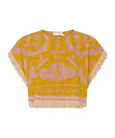 Zimmermann Wylie Towelling Crop Top In Multi