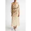 Zimmermann Wylie Midi Dress In Tan Ikat