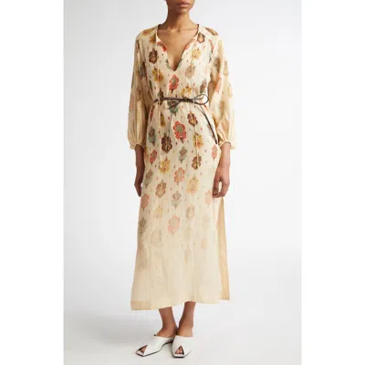 Zimmermann Wylie Linen Midi Dress In Beige