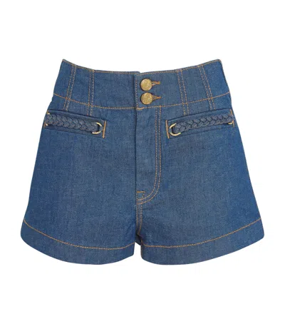 Zimmermann Wylie Denim Shorts In Navy