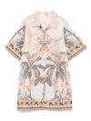 Zimmermann Kids Wylie Floral Shirt Dress In Neutrals