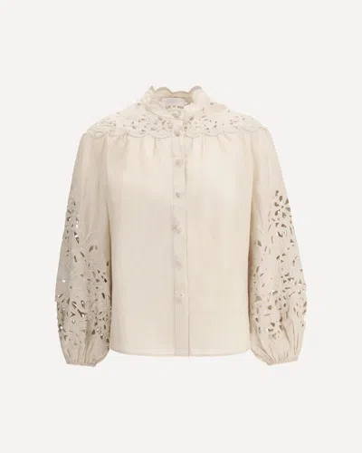 Zimmermann Wylie Embroidered Blouse In Beige
