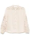 Zimmermann Balloon Sleeves Embroidered Linen Blouse In Neutral