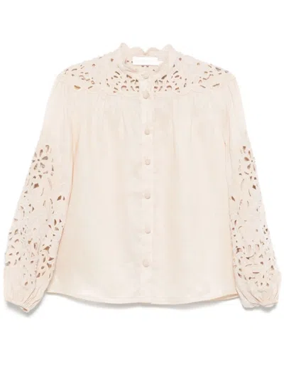 Zimmermann Wylie Embroidered Blouse In Beige