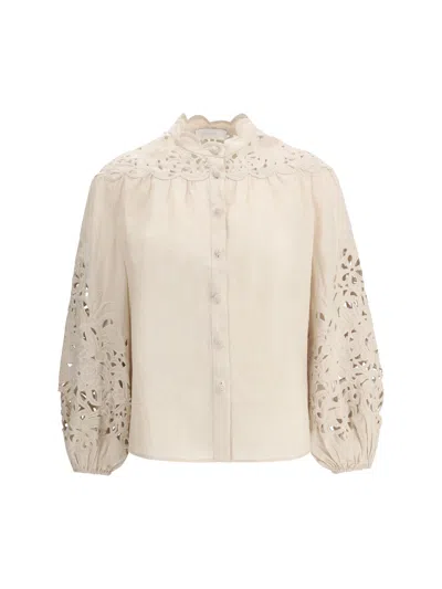 Zimmermann Wylie Embroidered Blouse In Cream