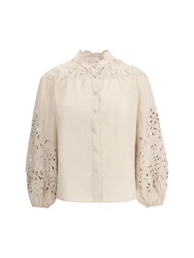 Zimmermann Wylie Embroidered Blouse In Beige
