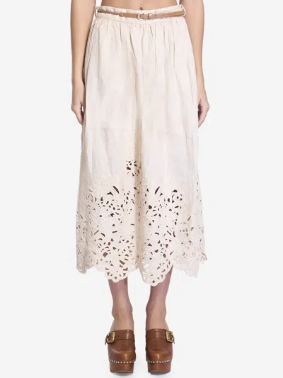 ZIMMERMANN WYLIE EMBROIDERED MIDI SKIRT