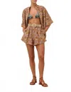 Zimmermann Wylie Fitted Short In Orange Ikat In Brown