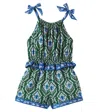 Zimmermann Kids Wylie Printed Cotton Playsuit In Green
