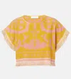 Zimmermann Wylie Cropped Frayed Cotton-terry Jacquard Top In Yellow