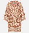 Zimmermann Embroidered Terry Fabric Wylie Mini Dress In Brown