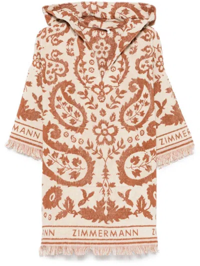 Zimmermann Terry Paisley Wylie Mini Dress In Beige