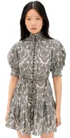 Zimmermann Wylie Lantern Cotton Mini Dress In Black In Black