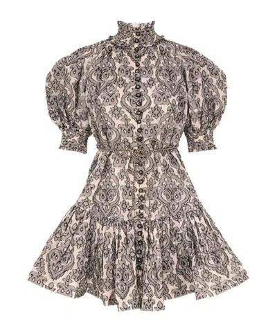 Zimmermann Wylie Lantern Mini Dress In Black