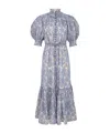Zimmermann Wylie Belted Tiered Embroidered Cotton Midi Dress In Gray